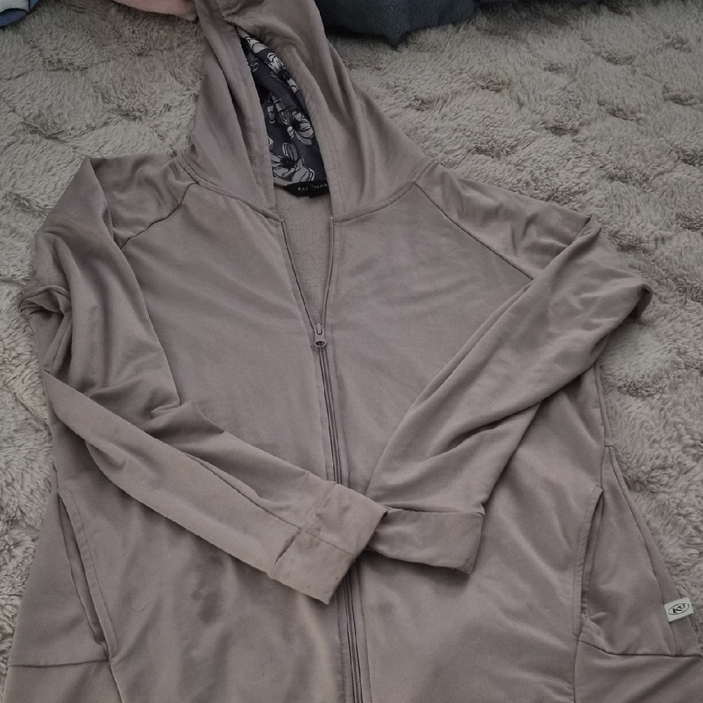 Kay Unger Taupe Hoodie Sweatshirt